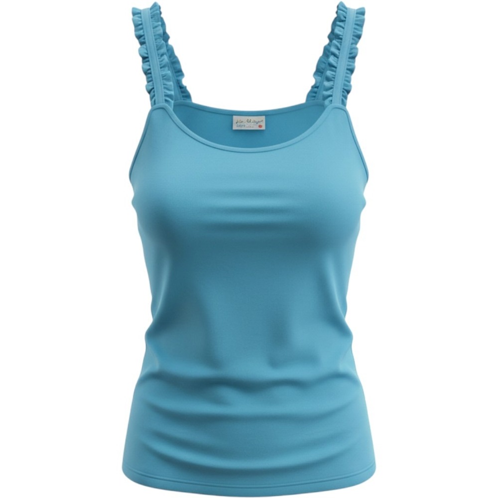 Lilly Pulitzer Luxletic Light Blue Ruffle Strap Tank Top Built-in Bra Large